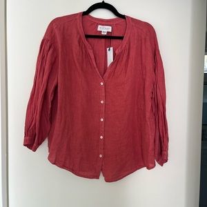 Velvet- red linen blouse never worn